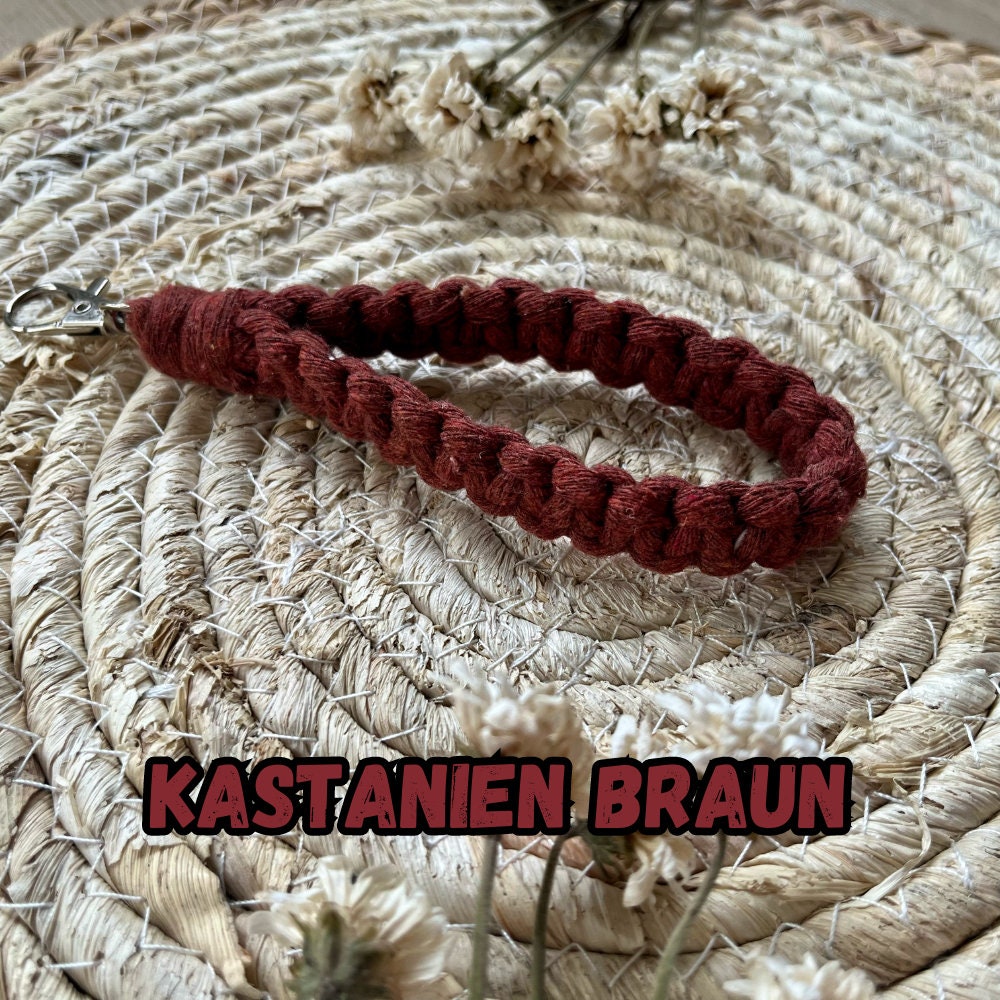 Makramee Blumen Schlüsselanhänger Braun, Gast- & Muttertagsgeschenk, Boho Stil, Schlüsselbund Deko, Handgemacht