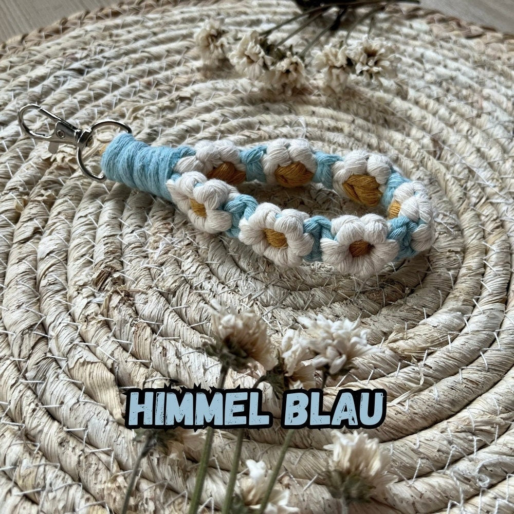 Handgemachter Blumen Makramee Schlüsselanhänger – Wähle deine Farbe | Boho Stil | Individuell | Perfektes Geschenk