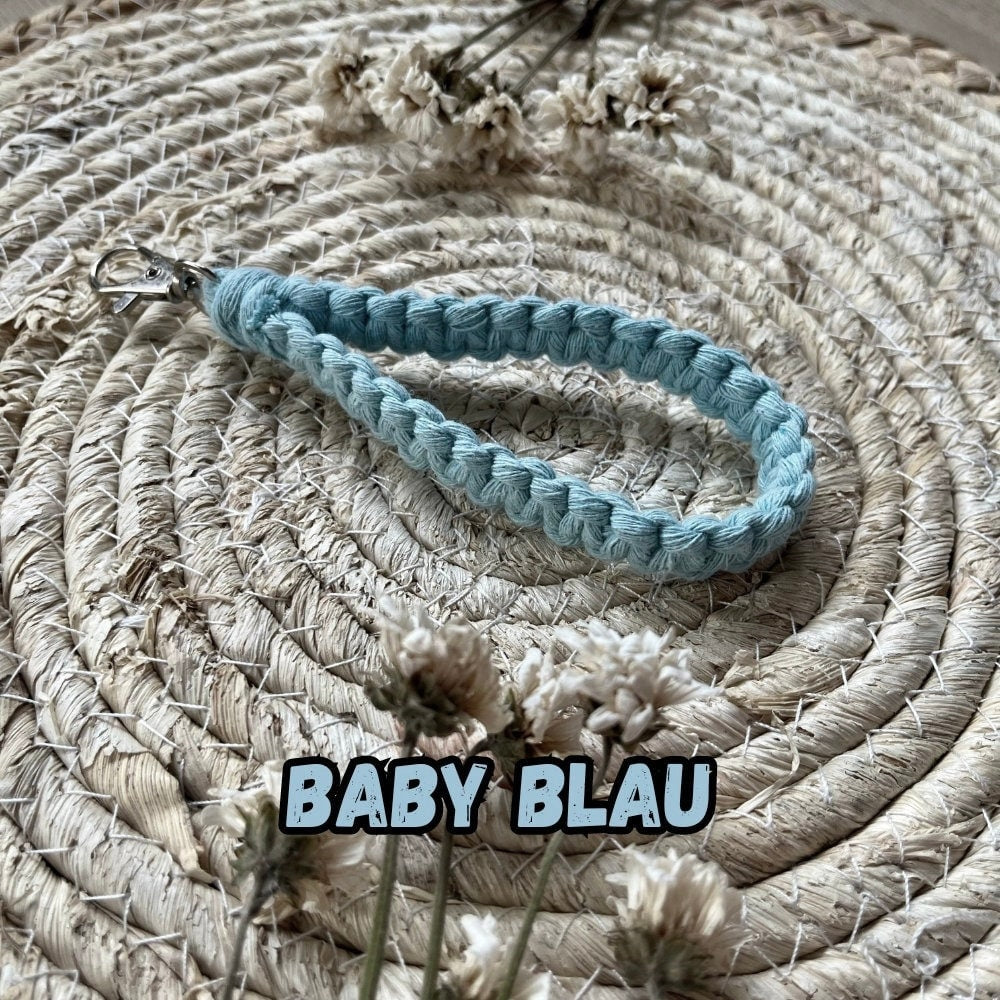 Makramee Schlüsselanhänger Blau, Gast- & Muttertags Geschenk, Boho, Schlüsselbund, Handgemacht, Individuelles Accessoire