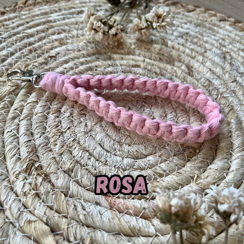 Makramee Blumen Schlüsselanhänger Rosa, Gast- & Muttertagsgeschenk, Boho Stil, Handgemacht, Taschenanhänger