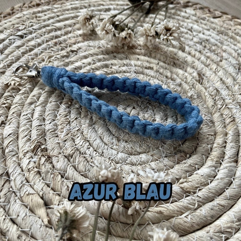 Makramee Schlüsselanhänger Blau, Gast- & Muttertags Geschenk, Boho, Schlüsselbund, Handgemacht, Individuelles Accessoire