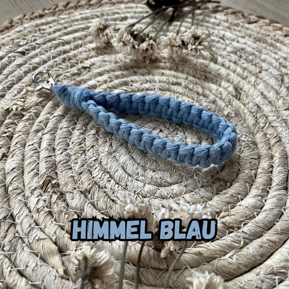 Makramee Schlüsselanhänger Blau, Gast- & Muttertags Geschenk, Boho, Schlüsselbund, Handgemacht, Individuelles Accessoire