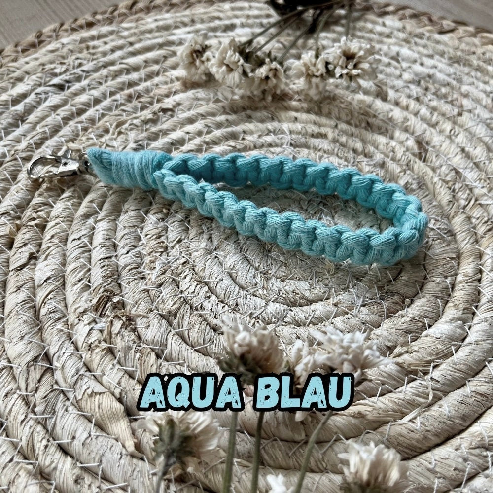 Makramee Schlüsselanhänger Blau, Gast- & Muttertags Geschenk, Boho, Schlüsselbund, Handgemacht, Individuelles Accessoire