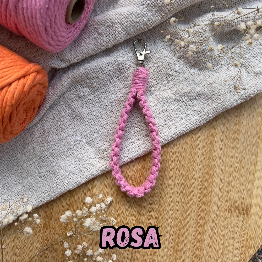 Makramee Sonnen Schlüsselanhänger Orange & Rosa, Sommer Accessoire, Boho Stil, Geschenk für Sie, Handgemacht